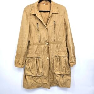 Johnny Was 100% Cotton Khaki Trench Coat Women’s Small (No Size Tag)